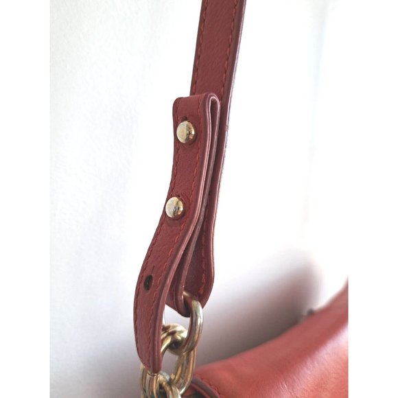 J.Crew Womens Saddlebag Red Orange 100% Leather Crossbody Purse Pre-owned - Picture 11 of 13